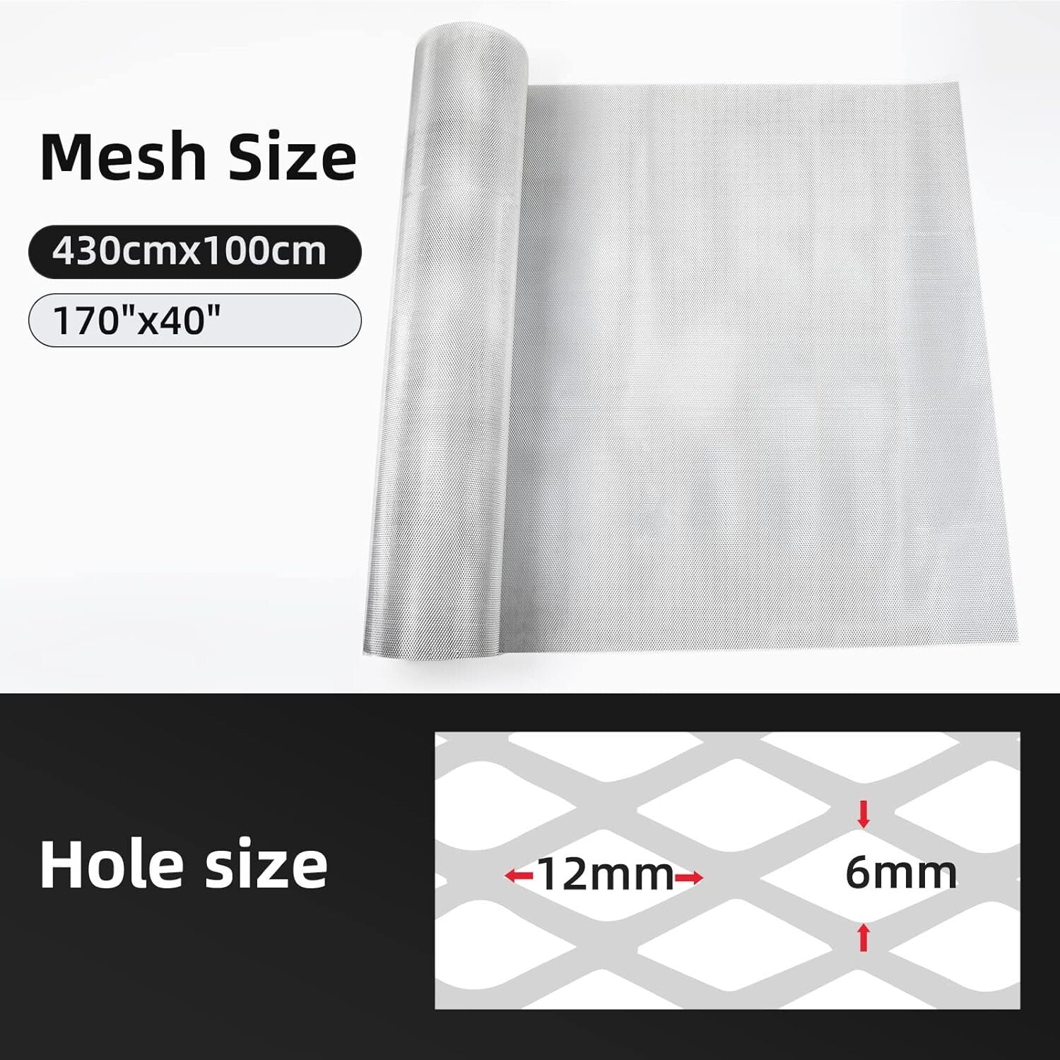 Universal Aluminum Alloy Car Grill Mesh - 6x12mm Rhombic Insert, DIY Friendly