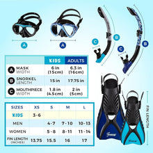 Load image into Gallery viewer, Lightweight Snorkeling Set with Adjustable Fins and Anti-Fog Mask for Adults