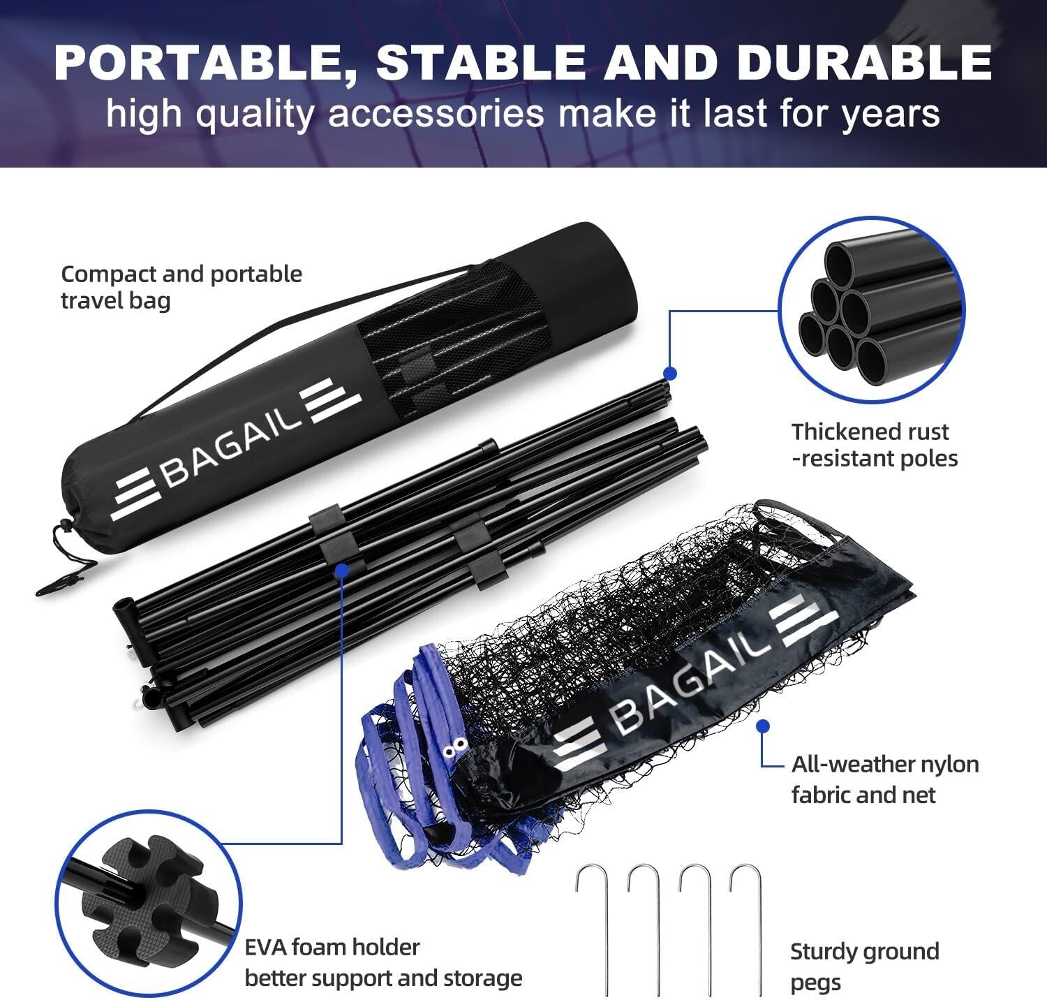 Durable Portable Sports Net - Height Adjustable and Quick to Setup for Fun Games