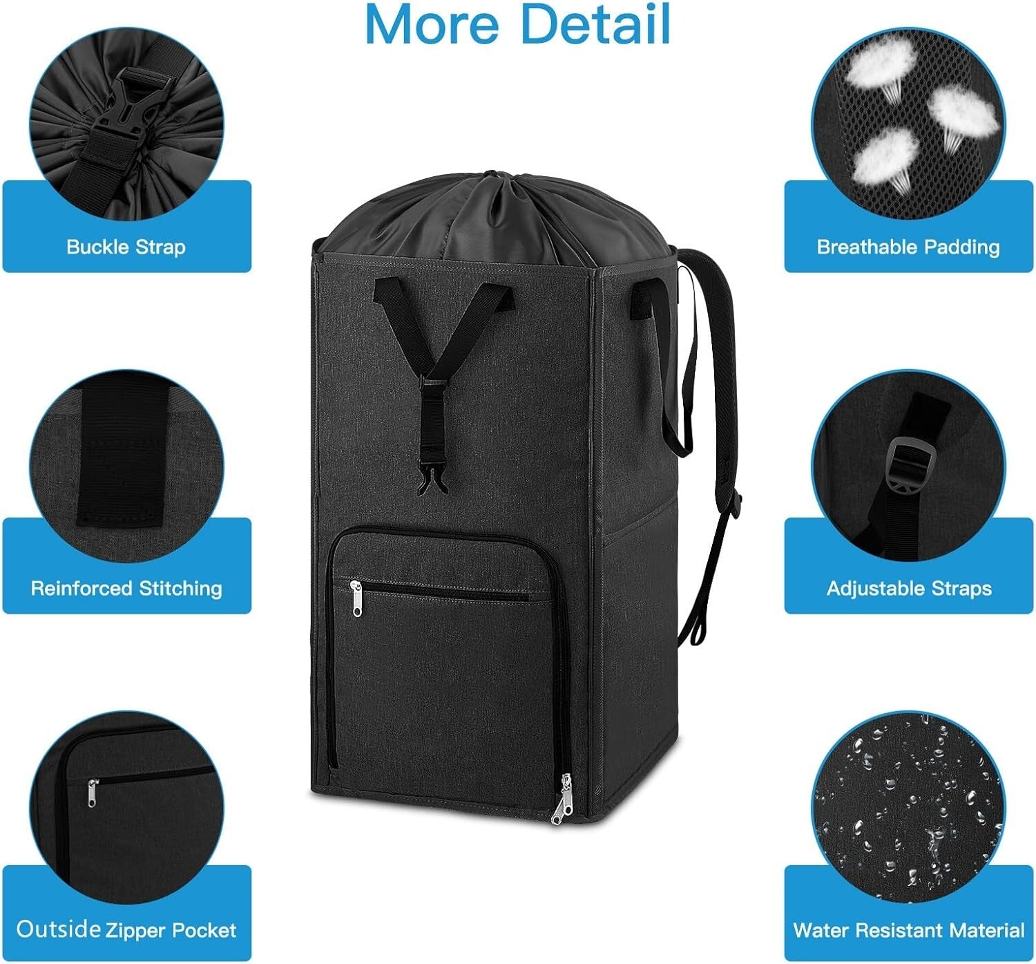 Large Durable Backpack Hamper with Zipper and Drawstring Closure for Easy Use