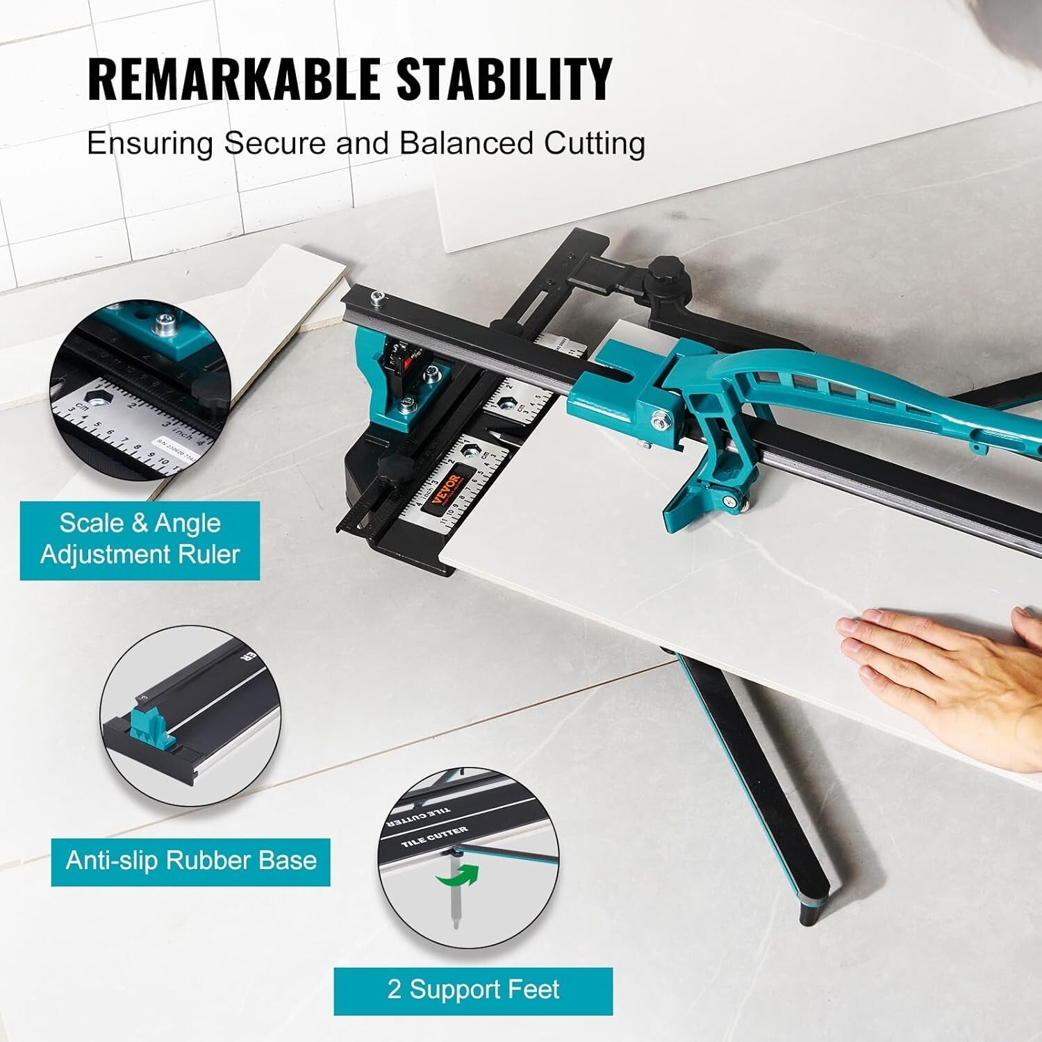 Professional Grade 40-Inch Tile Cutter with Adjustable Rulers - Ergonomic Design