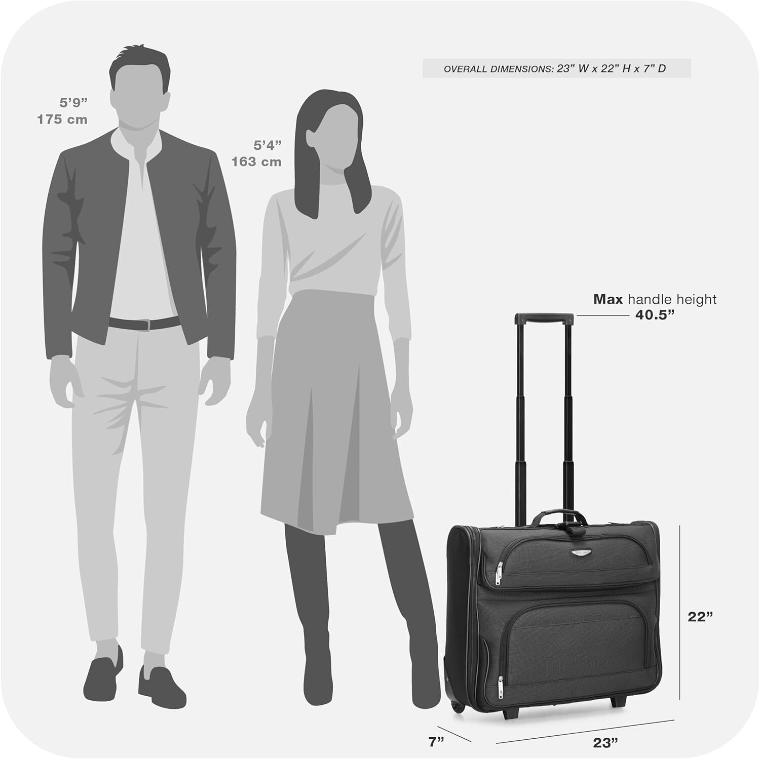 Amsterdam Gray Business Rolling Garment Bag - Expandable & Lightweight Design