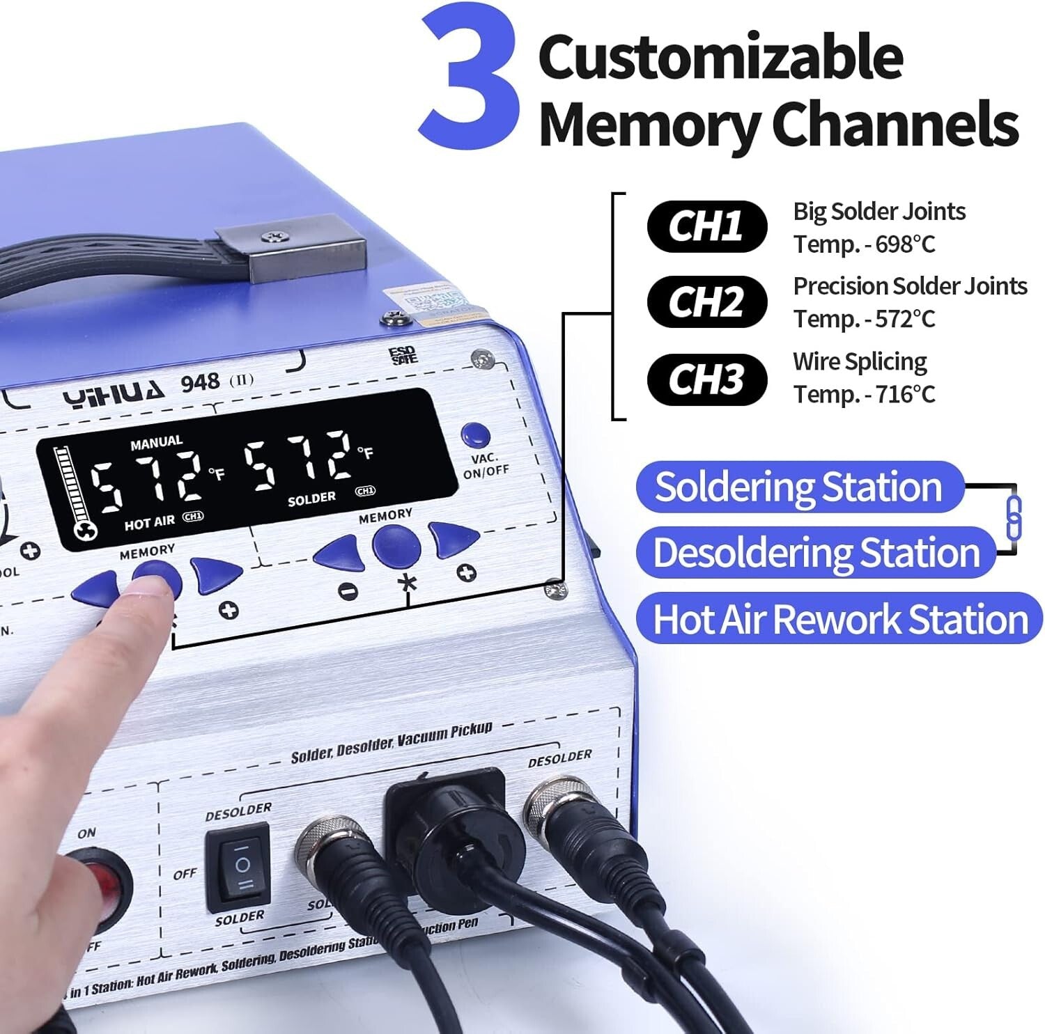 PID-Controlled Soldering & Desoldering Station with LED Display - 780W Power