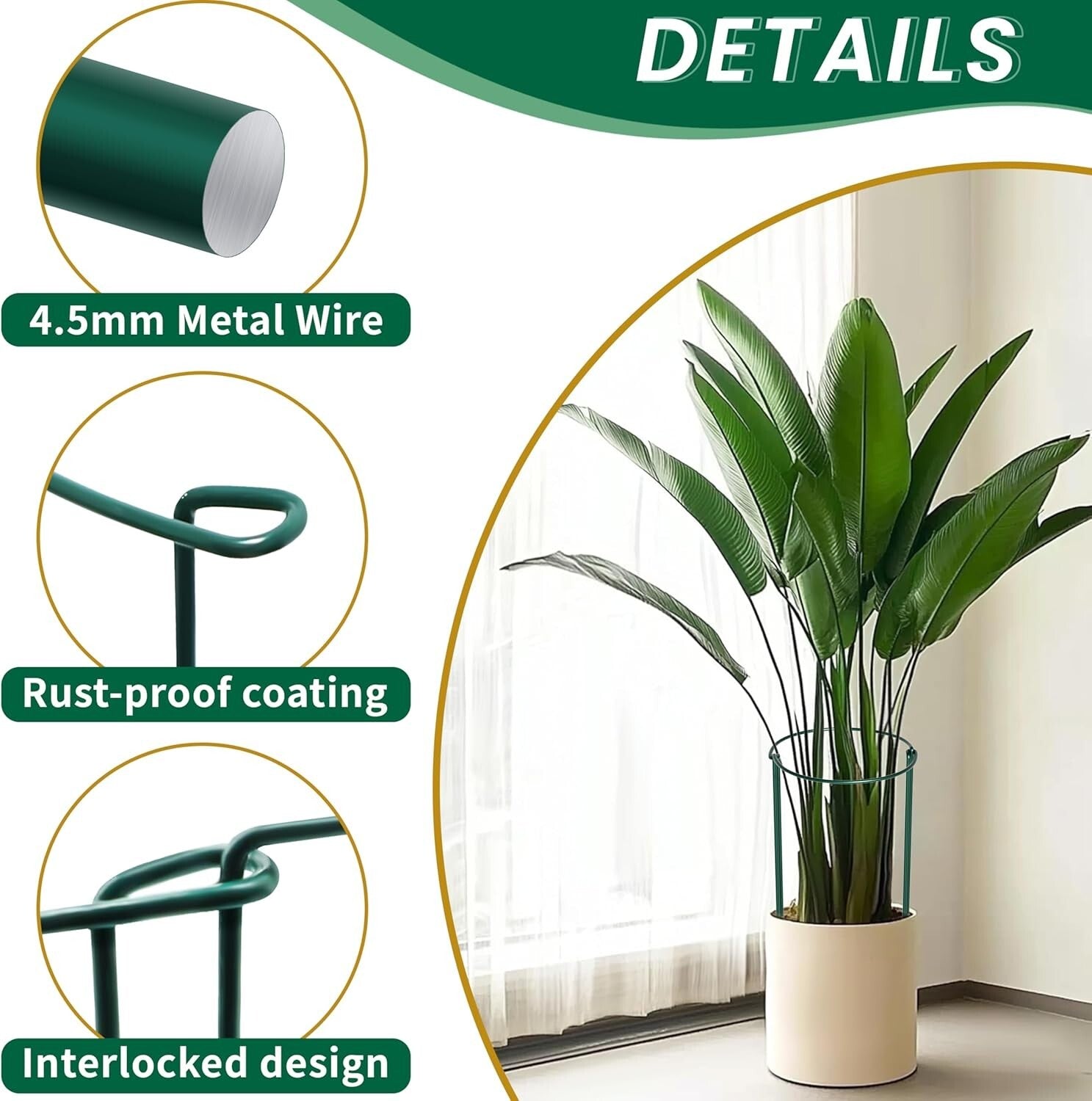 20 Pack Metal Plant Supports - 10" Wide x 24" High Interlocking Garden Cages