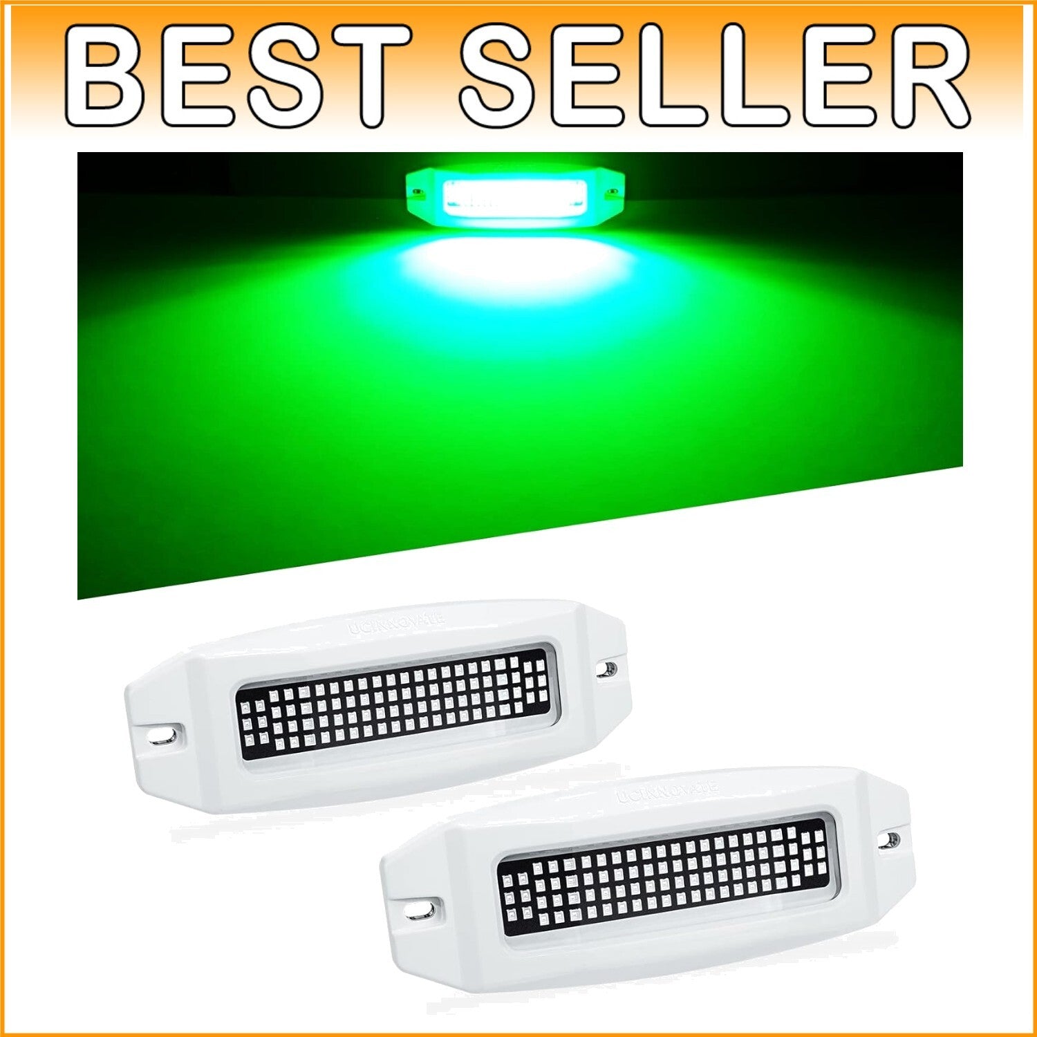 2-Pack 6.9" Waterproof Marine LED Boat Lights - 3000LM Underwater Green Beams