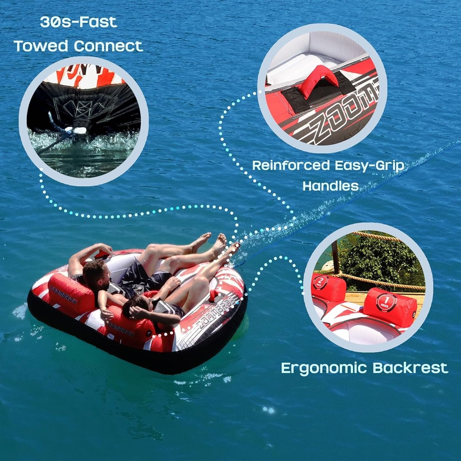 Innovative Inflatable Boat Tube with Ergonomic Design - For 1-2 Riders, 340 lbs