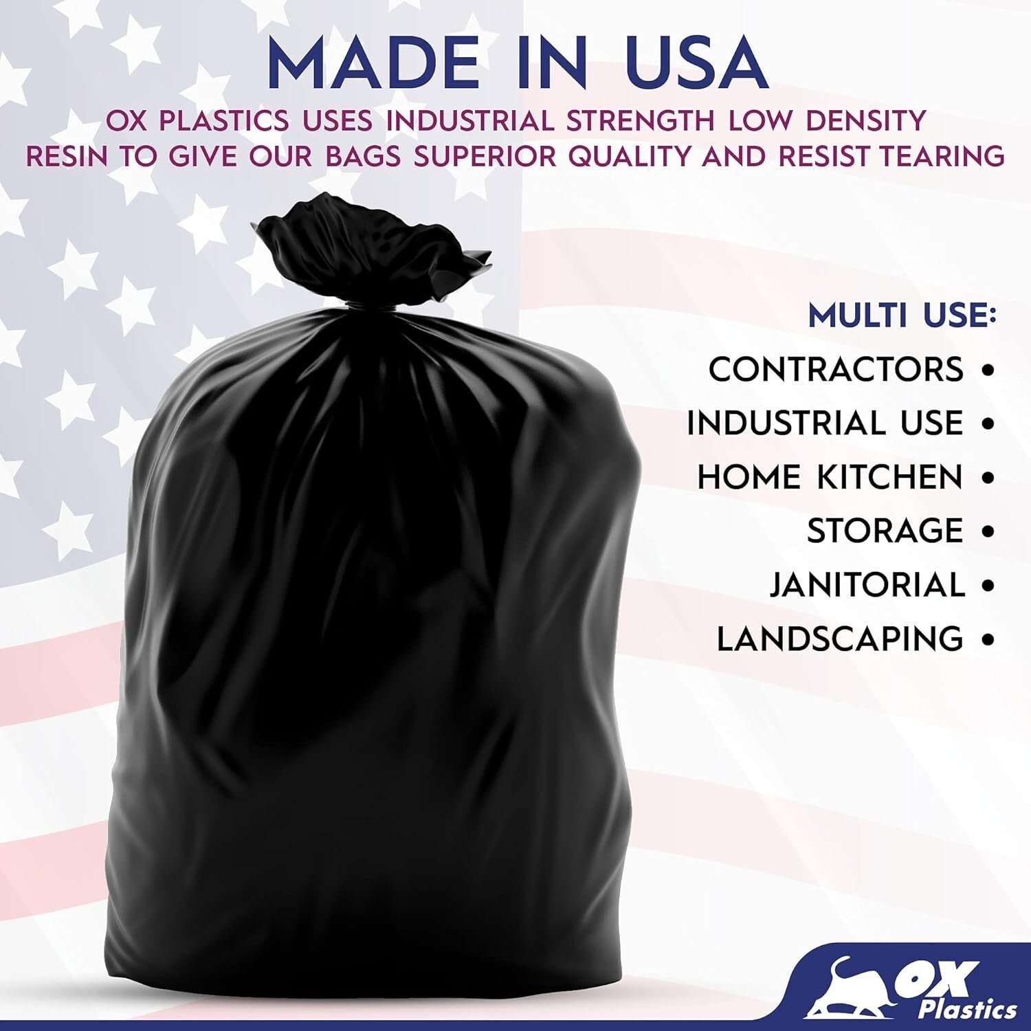 60-Gallon Heavy-Duty Trash Bags - 100 Count, Tear-Resistant & Leak-Proof