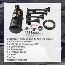 Load image into Gallery viewer, Heavy-Duty 4 Trumpet Air Horn System with Anti-Corrosion Finish - 150 PSI