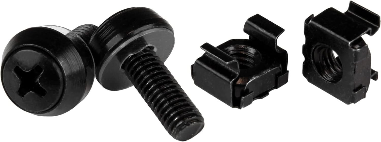 Durable M6 Black Cage Nuts & Screws - 50 Pack, TAA Compliant for Government Use