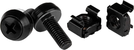 Durable M6 Black Cage Nuts & Screws - 50 Pack, TAA Compliant for Government Use