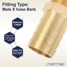 Load image into Gallery viewer, High-Quality Brass Hose Barb Connectors - 1" ID, 3/4" Male NPT, 5 Count