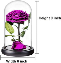 Load image into Gallery viewer, Unique Indoor Decor: Handmade Purple Rose in Glass Dome - Perfect Gift Option
