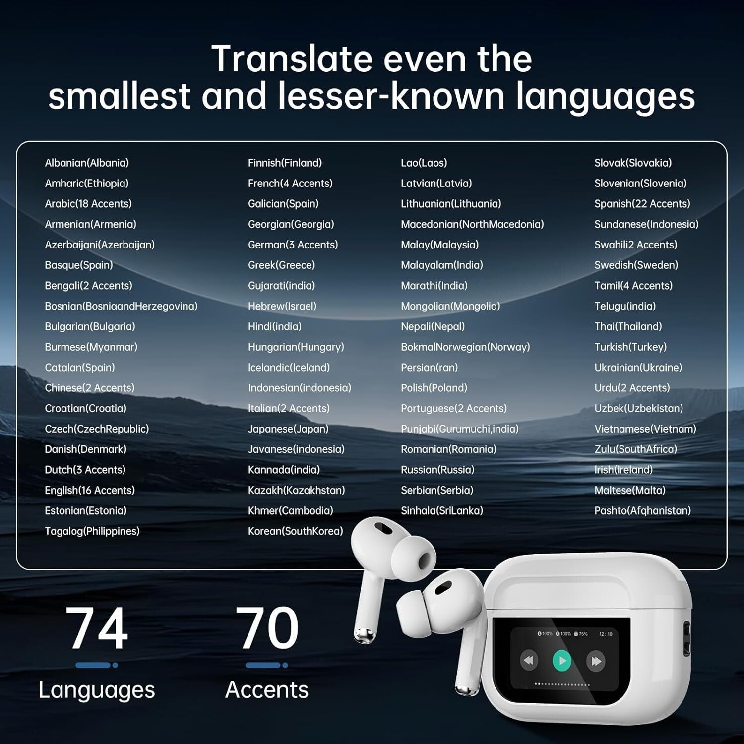 AI-Powered Language Translator Earbuds with Offline Support - 24-Hour Battery