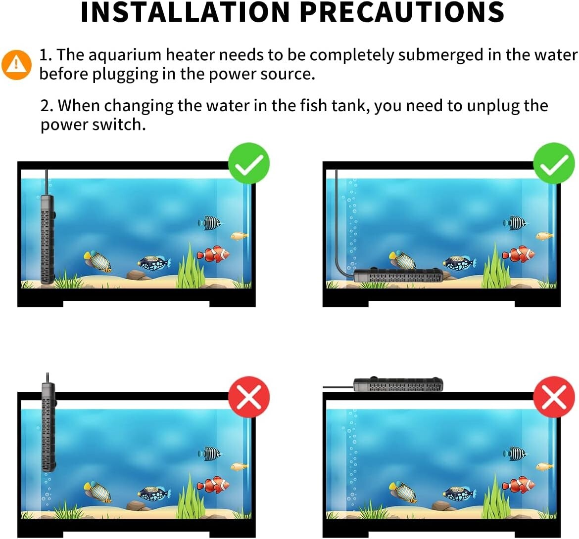 300W Submersible Aquarium Heater with Intelligent Temp Control & Safety Features
