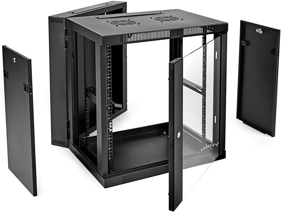 12U Server Cabinet with Locking Glass Door - Durable & Space Efficient Design