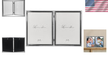 Load image into Gallery viewer, Luxury Silver Plated Double Picture Frame with Navy Velvet Backing - 8x10