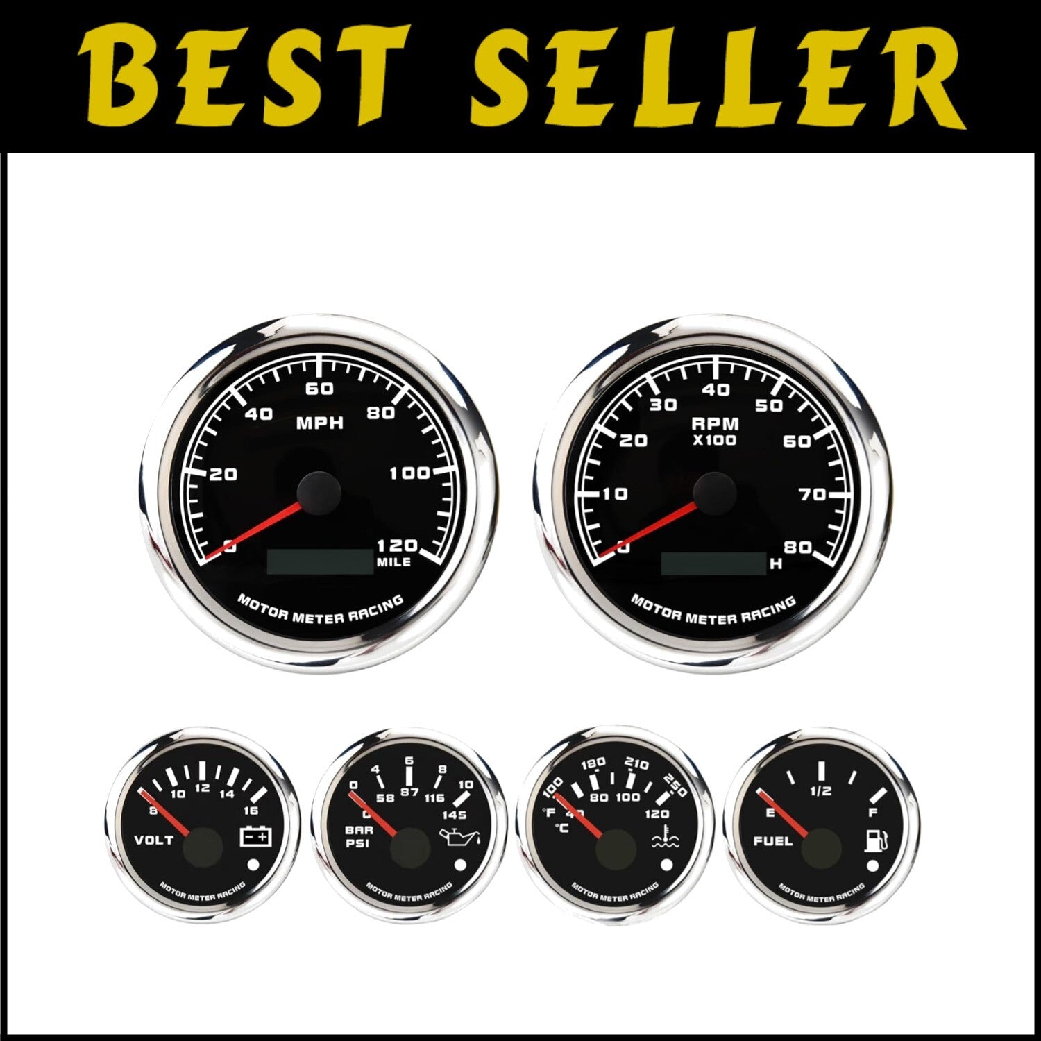 Universal 6 Gauge Monitoring - Speedometer, Tachometer & Sensors for Car & Truck