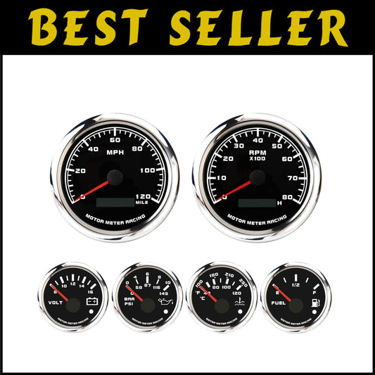 Universal 6 Gauge Monitoring - Speedometer, Tachometer & Sensors for Car & Truck