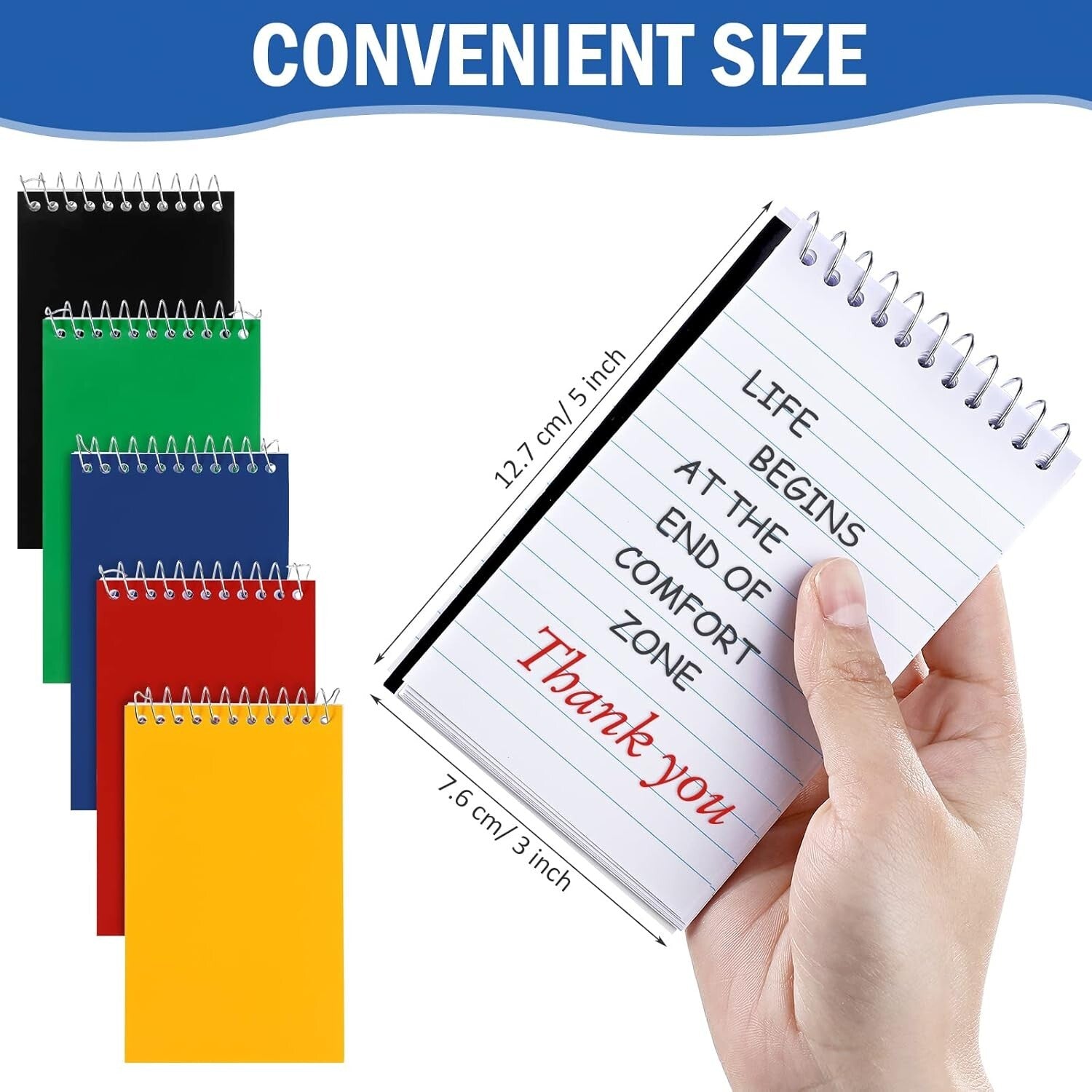 Durable Spiral Top Note Pads - 100 Bulk 3x5 Inch Mini Notebooks for Easy Writing