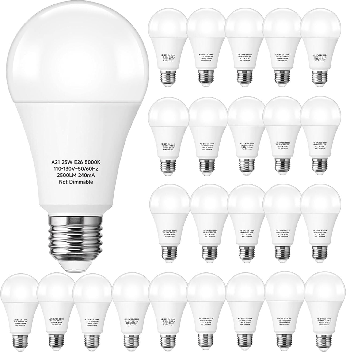 Energy-Efficient A21 23W LED Bulb - 2500 Lumens Daylight White for Bright Spaces