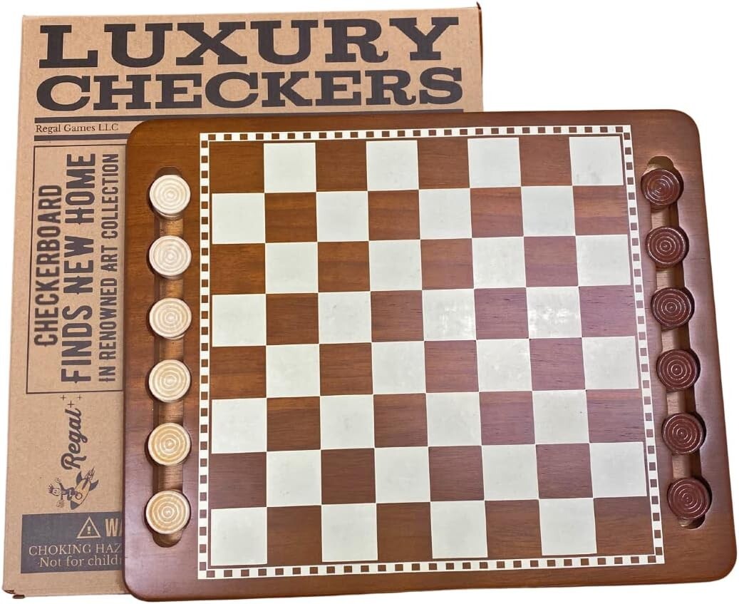 Classic Portable Checkers Set with 24 Wooden Pieces - Family-Friendly Gaming