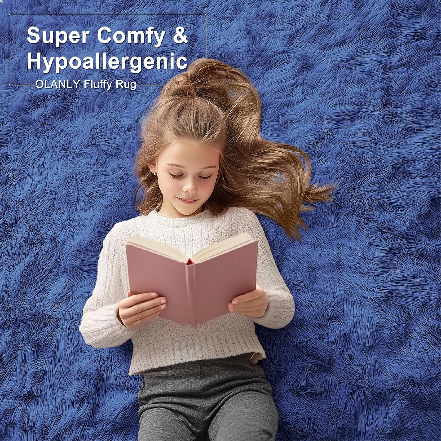 Elegant 8x10 Navy Blue Area Rug - Machine Washable & Eco-Friendly for Any Room