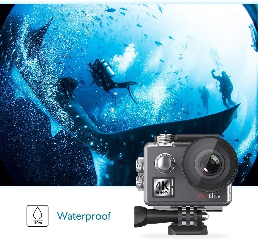 V50 Elite 4K/60fps Action Camera - Waterproof, Voice Control & 64GB Card