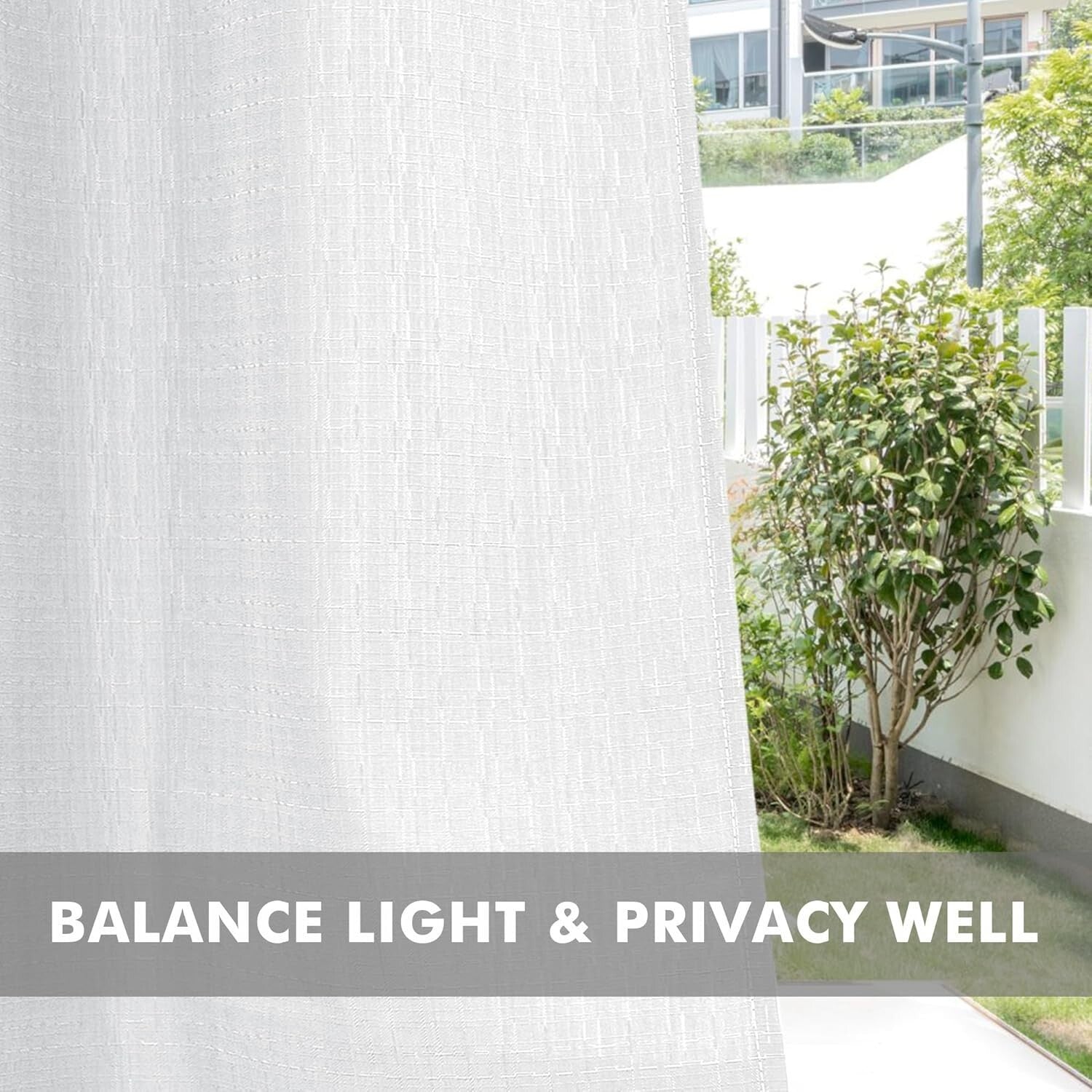 Elegant White Linen Outdoor Curtain Panels - 54" Wide x 84" Long, Weatherproof