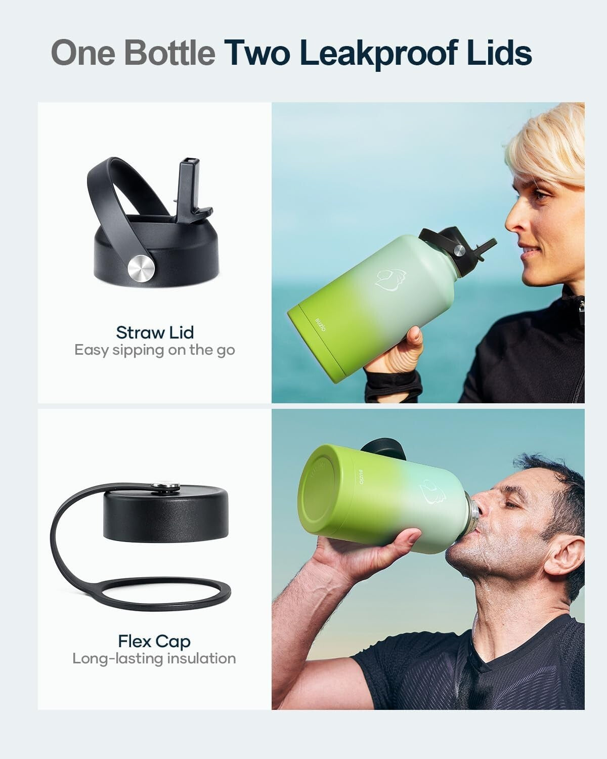 64oz Vacuum Insulated Water Flask - Keeps Cold 48hrs, Ideal for Sports & Camping