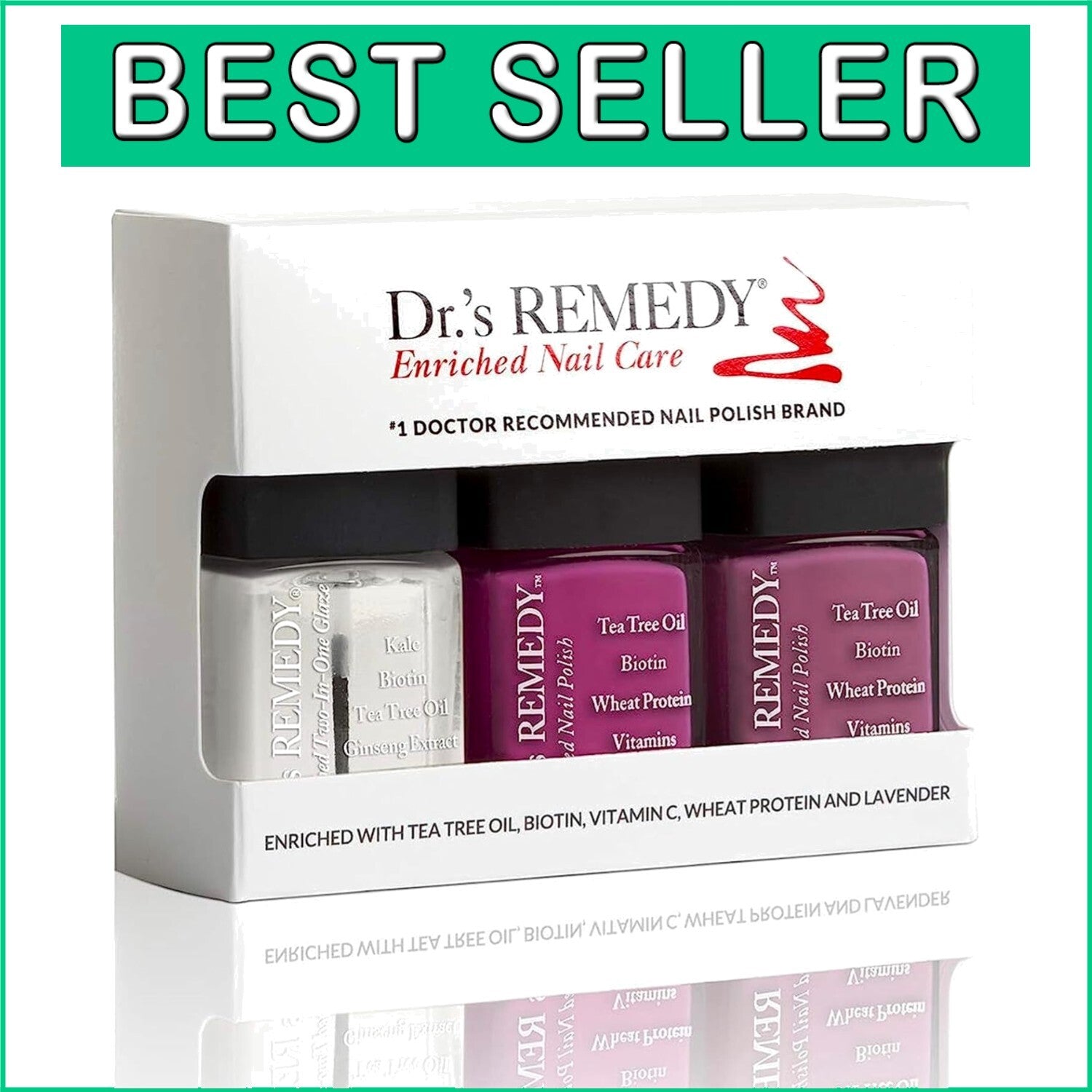 Dr’s Remedy 3-Pack Non-Toxic Nail Polish in BRILLIANT Berry - Quick Dry & Glossy