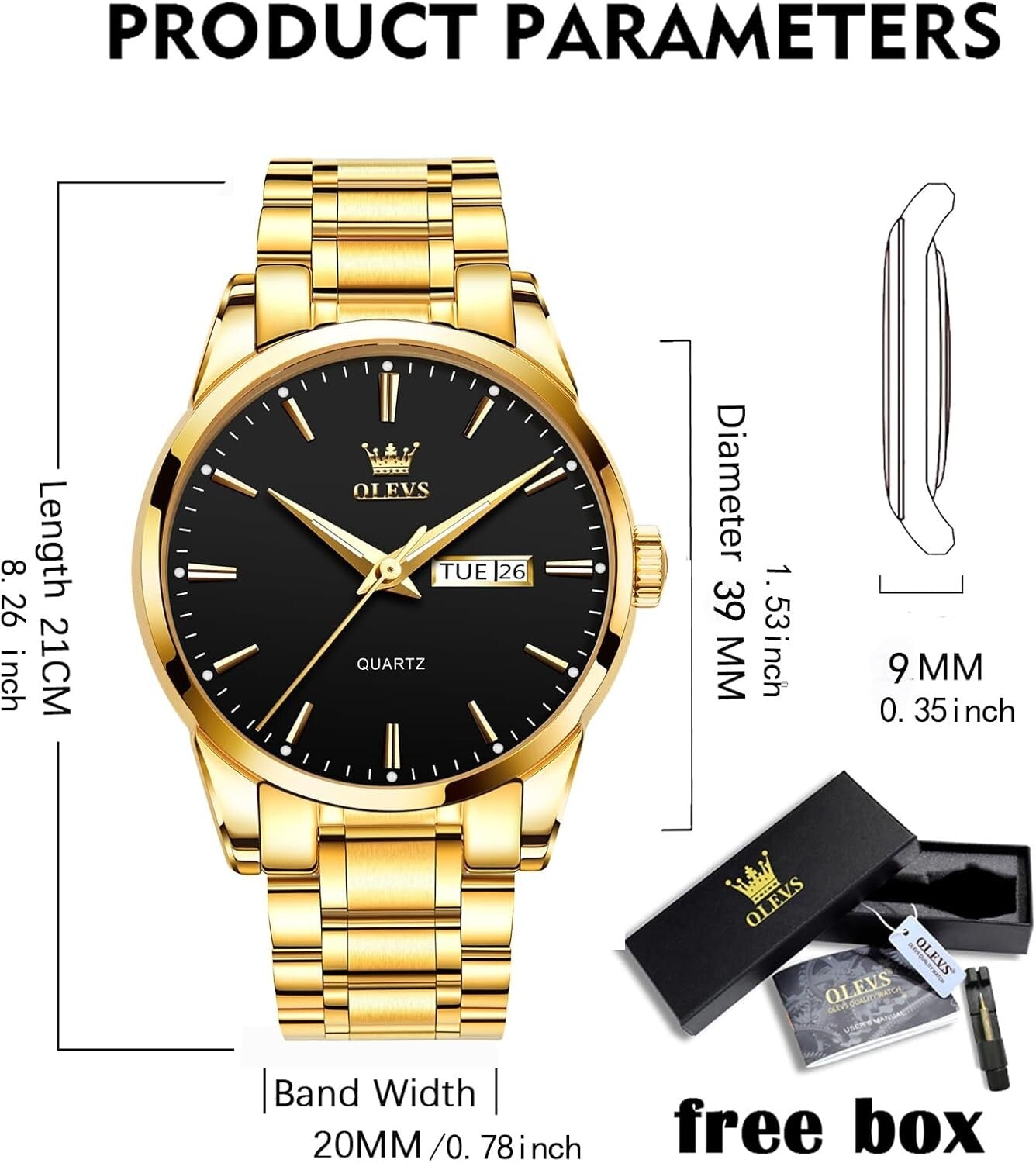 Elegant Luminous Men’s Watch with Day-Date Function & Scratch-Resistant Design