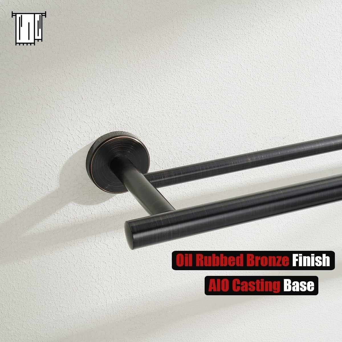 Durable Oil Rubbed Bronze Towel Rack - 30 Inch Double Bar for Bath Organization