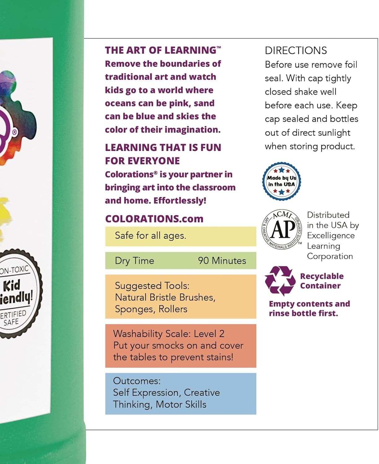 Washable Tempera Paint in 12 Vibrant Colors - Ideal for School Projects & Crafts