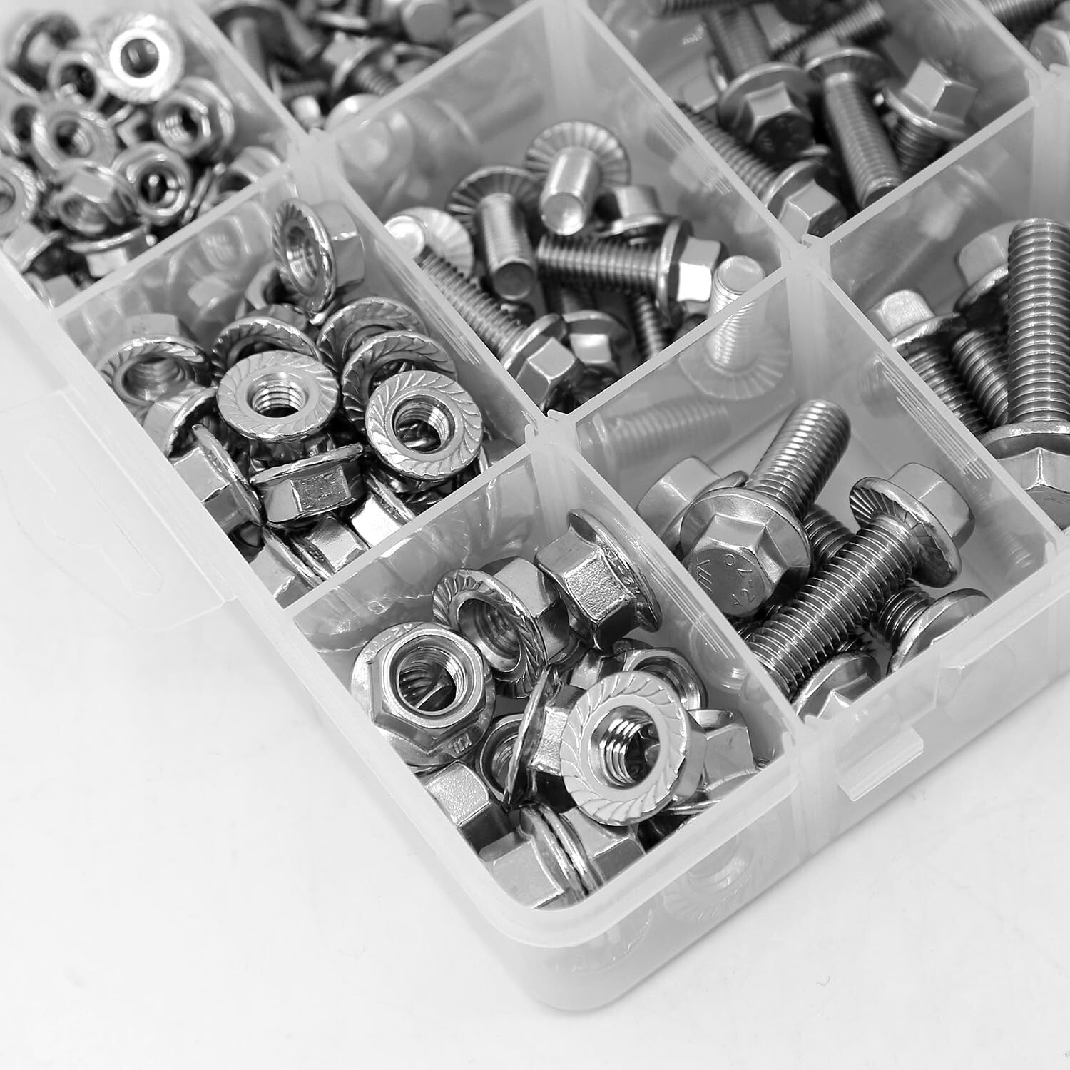 15 Size Metric Flanged Bolt & Nut Kit - Corrosion-Resistant 304 Stainless Steel