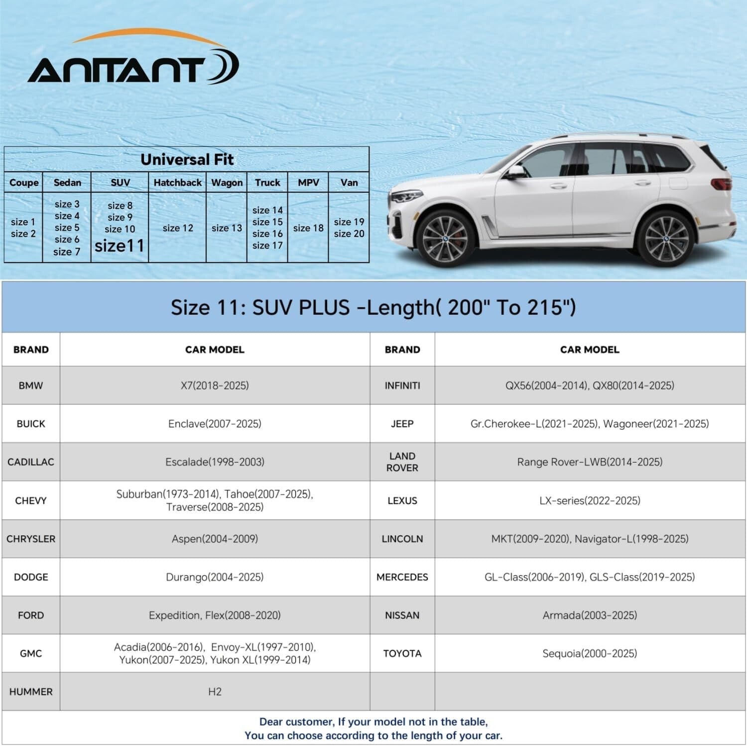 Universal Fit All-Weather SUV Cover with Magnetic Windshield Cover for 200-215"