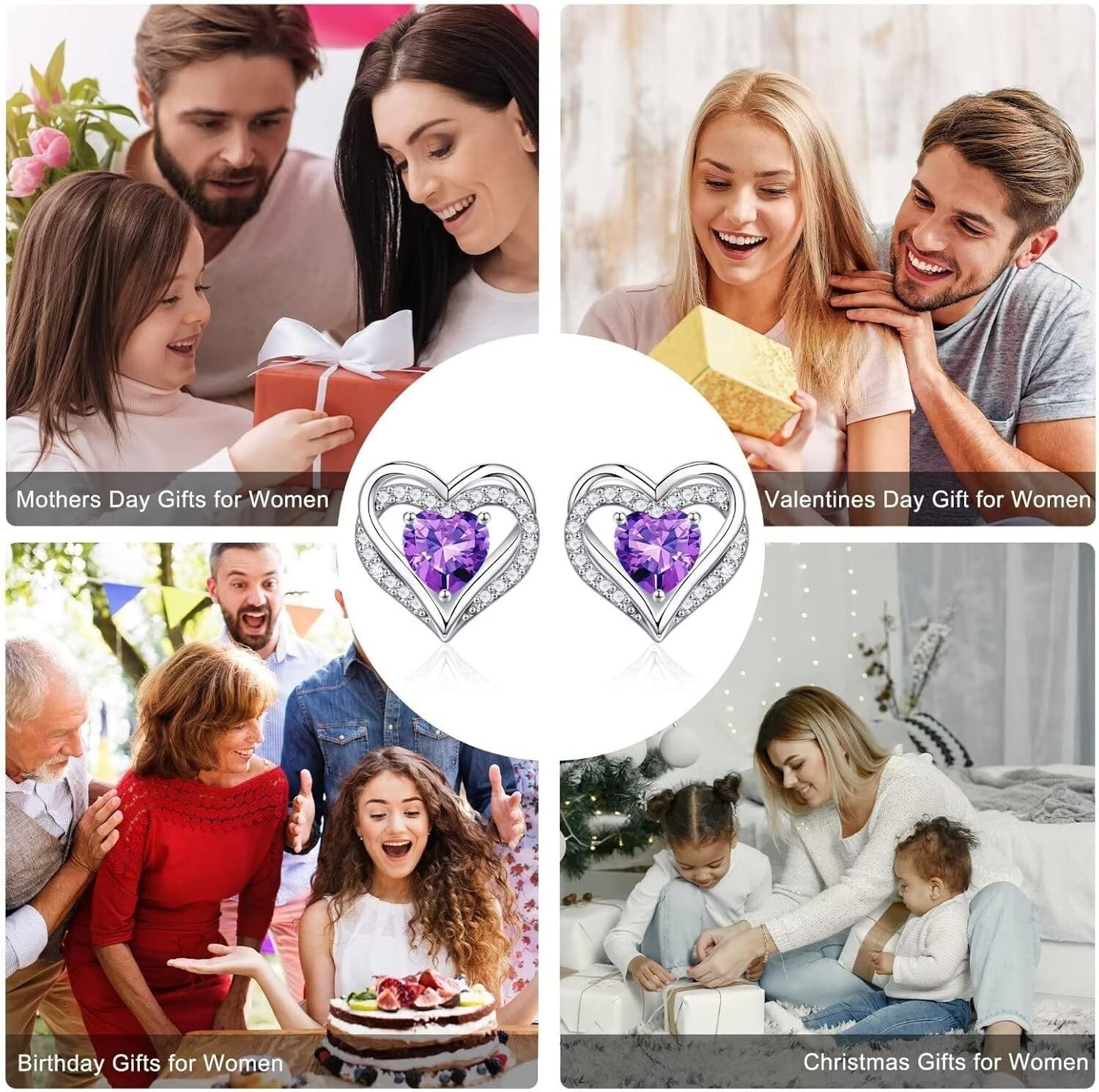 Unique 925 Sterling Silver Heart Birthstone Earrings - Perfect for Any Occasion