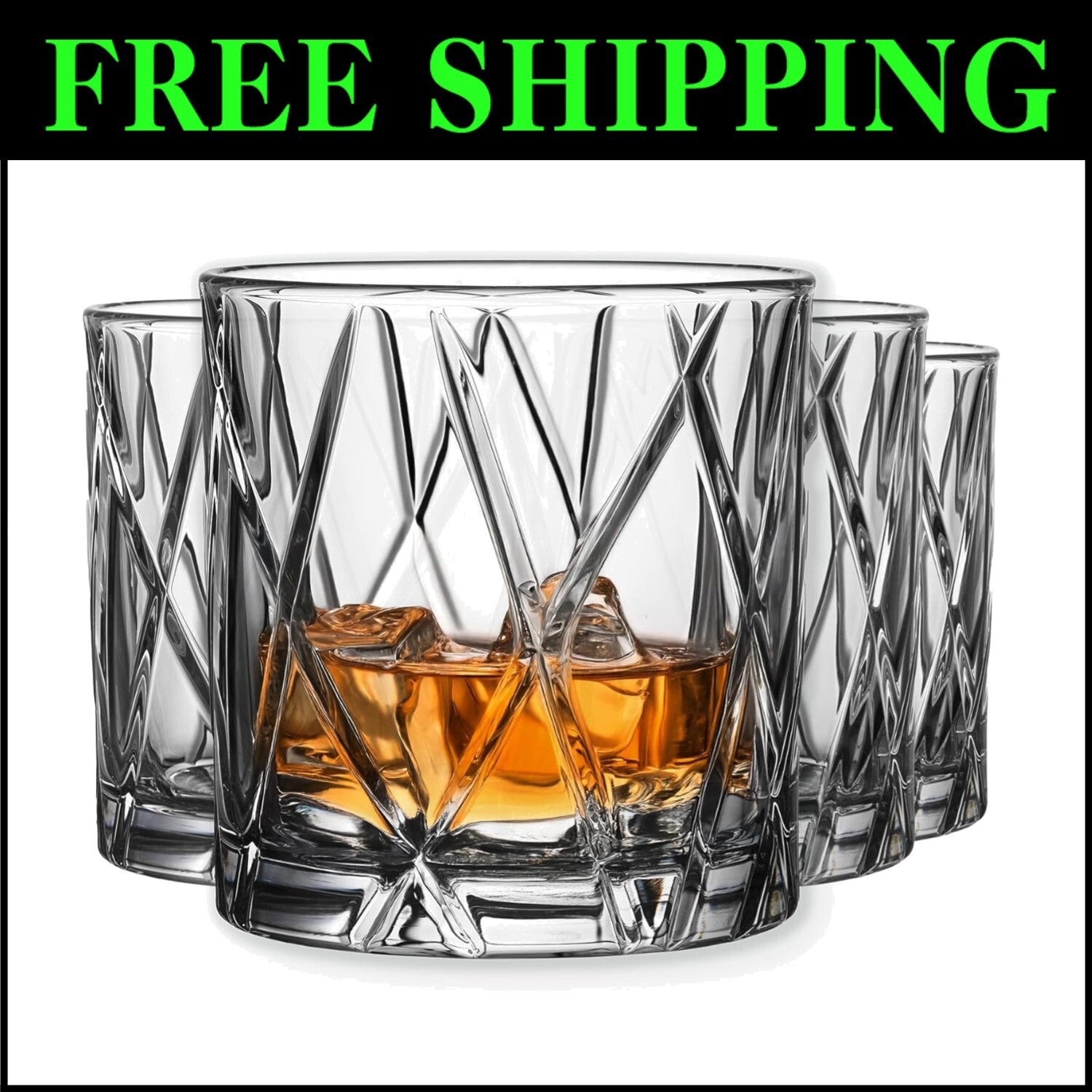 German Crystal Glassware Set for Whiskey & Cocktails - 11 Oz., Dishwasher Safe