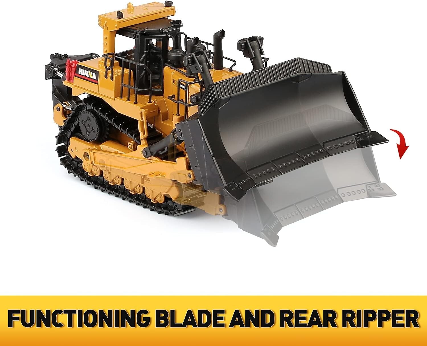 1/50 Scale Diecast Metal Bulldozer Toy with Adjustable Blade for Kids