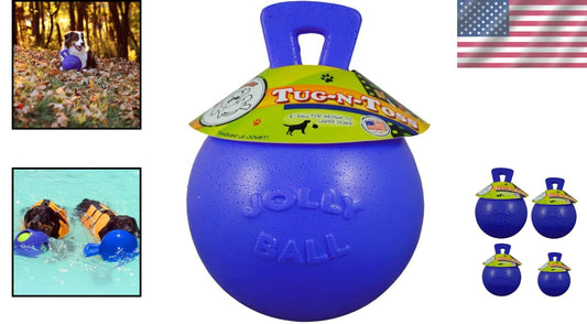 Jolly Ball Tug-N-Toss Dog Toy - 10-Inch Blue Fun for Large and Extra-Large Dogs