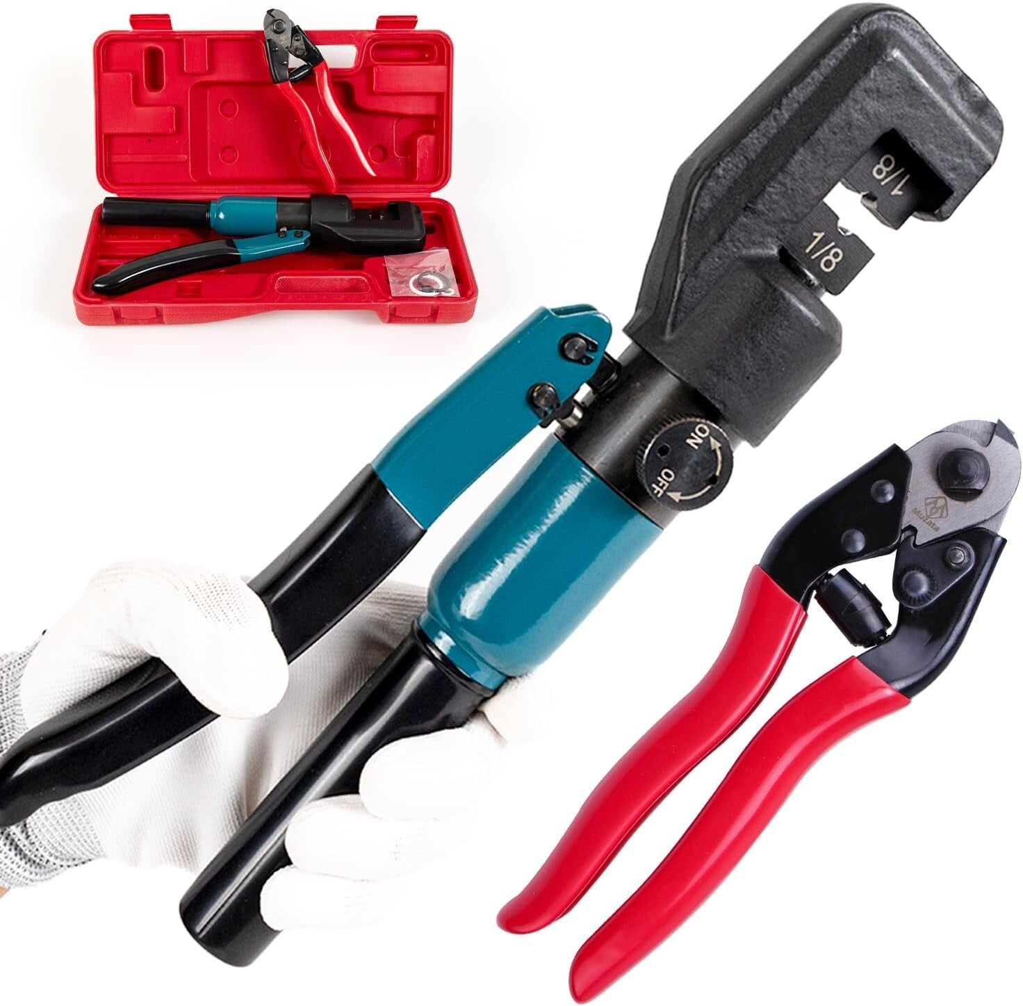 Hand-Powered Hydraulic Crimper with Ergonomic Handle for Stainless Steel Cables