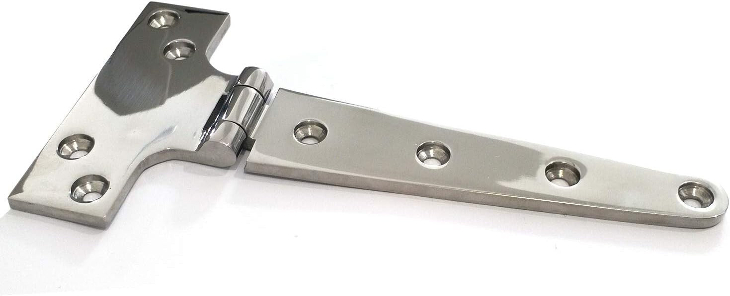 8" Heavy Duty Cast Strap Hinges - 316 Stainless Steel Marine Grade, Set of 2