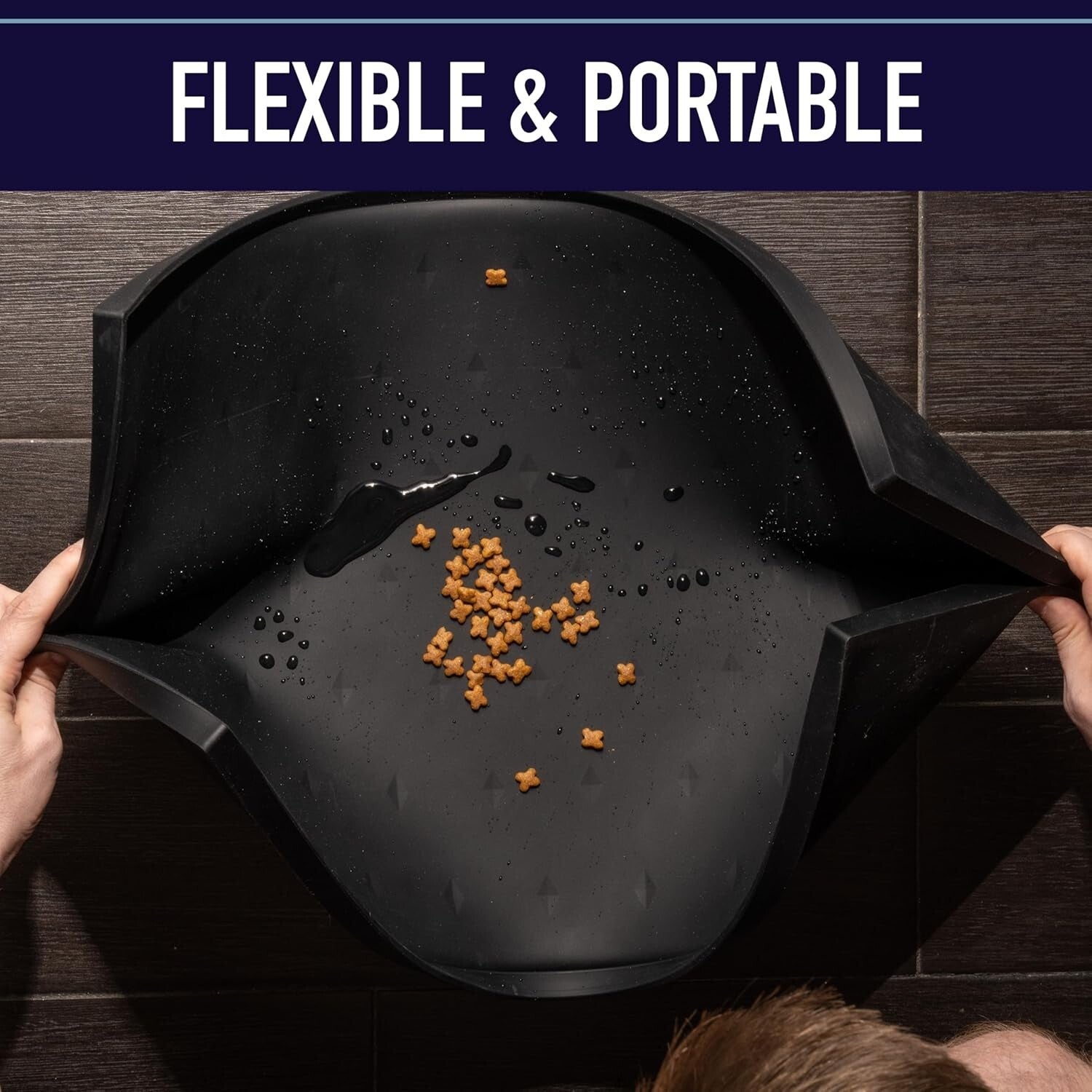 Pet Feeding Mat with Extra Tall Lip - Dishwasher Safe, Blue Diamond Design