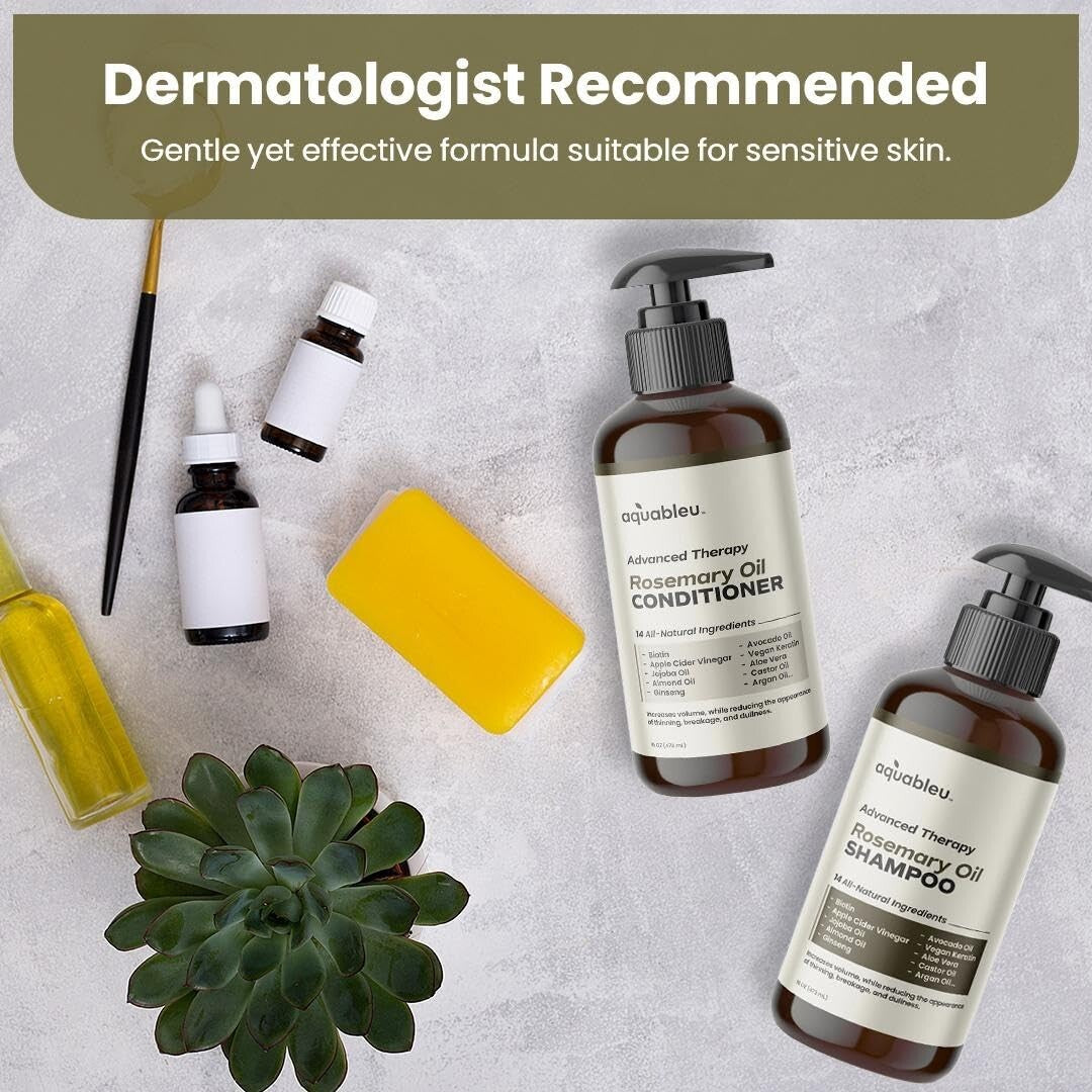 Natural Rosemary Oil & Biotin Shampoo/Conditioner Set for Thinning Hair - 16oz