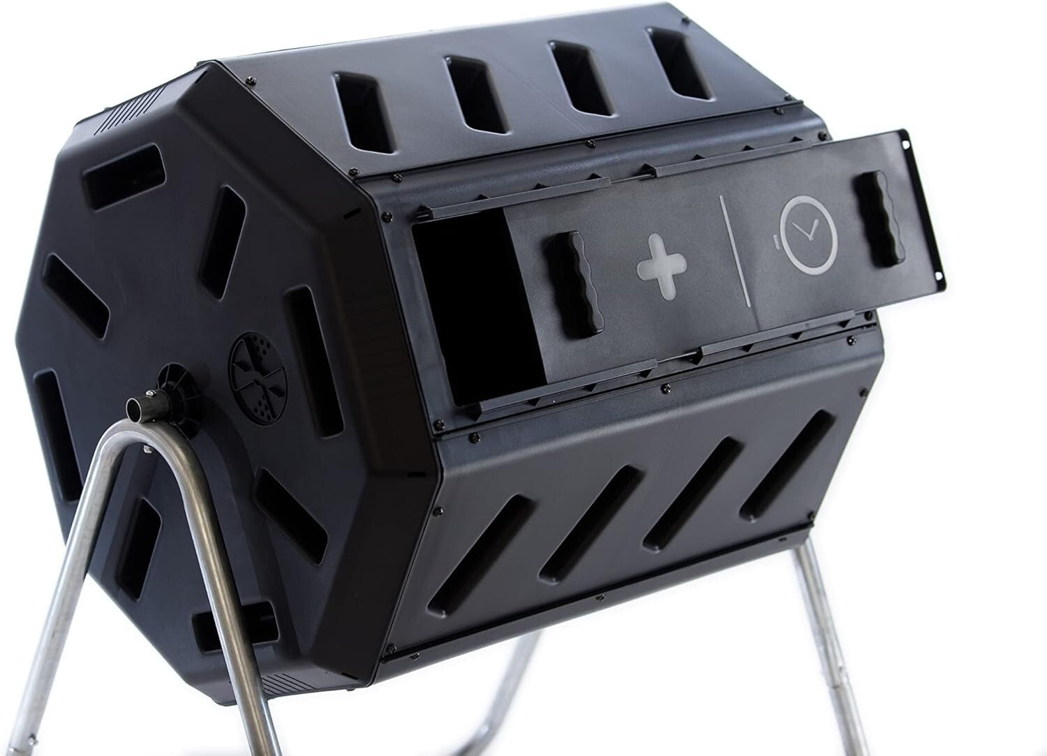 Stylish Black Outdoor Tumbling Composter - 37 Gallon Dual Chamber Design