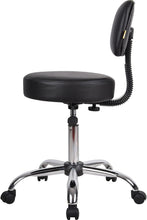 Load image into Gallery viewer, Ergonomic Black Vinyl Medical Spa Stool with Back Cushion &amp; Adjustable Height