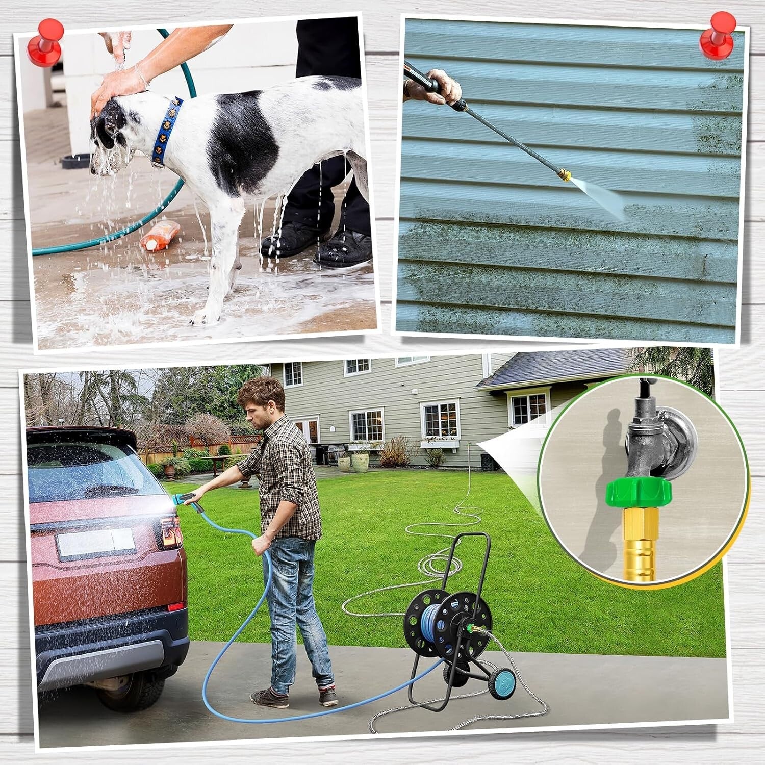 50ft Heavy Duty Leakproof Stainless Steel Hose for Outdoor Watering & Cleaning