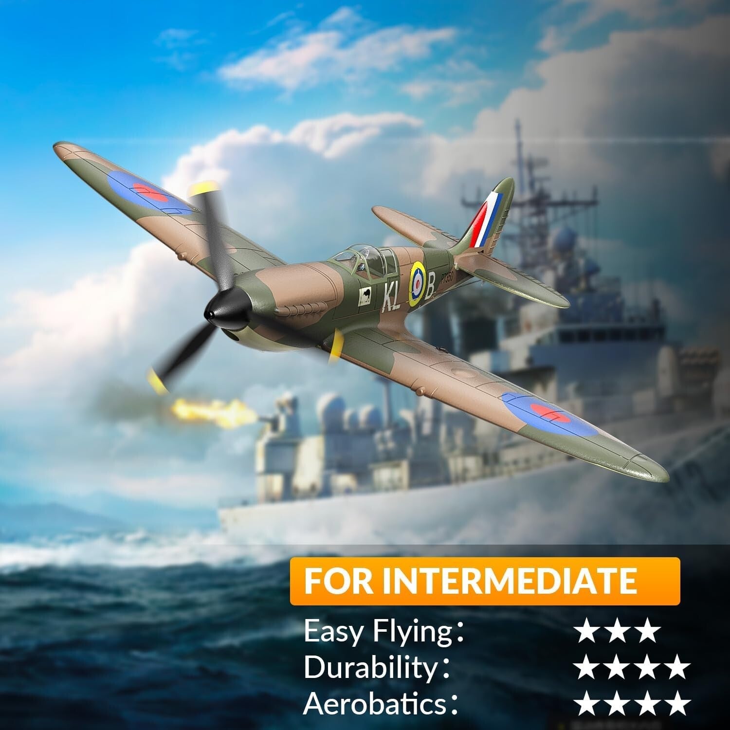 RC Plane Spitfire Fighter 4CH RTF - Easy Aerobatics with Gyro Stabilizer