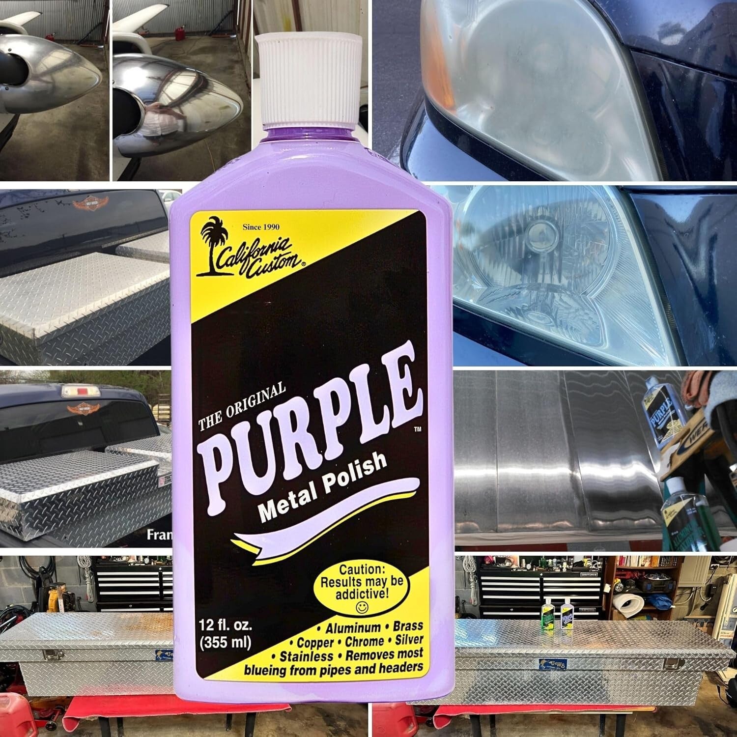 Professional Quality Purple Metal Polish - Safe for Cars, Boats & More, 15 oz