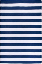 Load image into Gallery viewer, Stain Resistant Outdoor Rug - Waterproof Recycled Plastic, 4x6 ft Blue Stripes