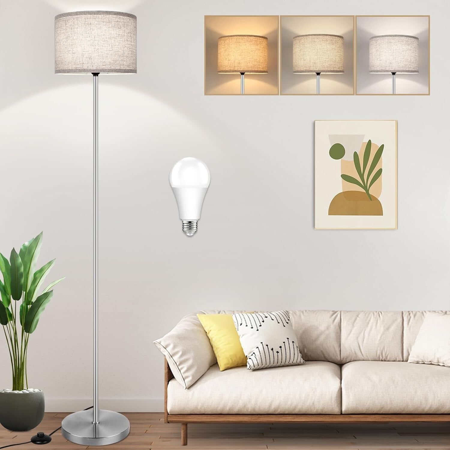 Elegant 65-Inch Floor Lamp with Easy-Control Foot Switch & Adjustable Lighting